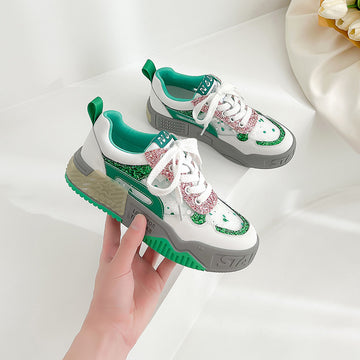 Sports Casual Women's Shoes Summer New Board Shoes All-Match Heightening Mesh Breathable White Shoes