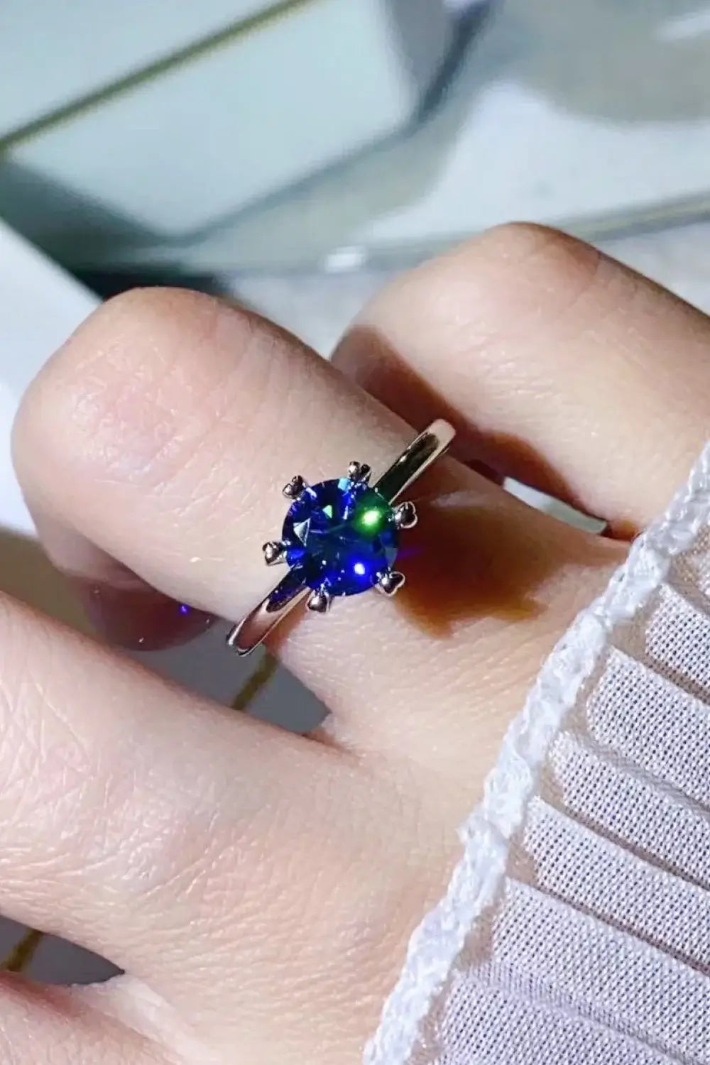 1 Carat Moissanite 6-Prong Solitaire Ring  - Razmas