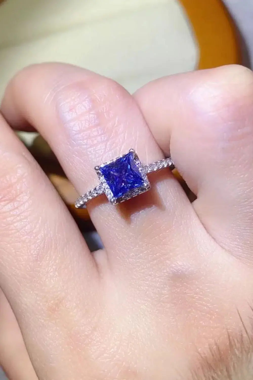 1 Carat Moissanite 925 Sterling Silver Square Ring -  Razmas Shop
