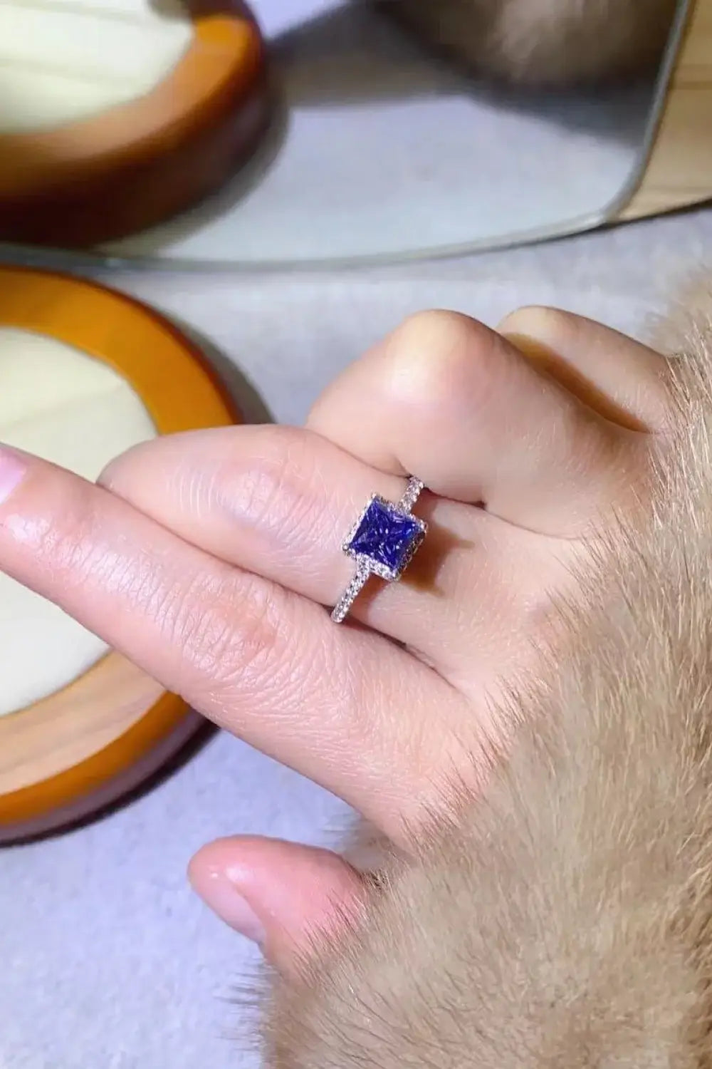 1 Carat Moissanite 925 Sterling Silver Square Ring -  Razmas Shop