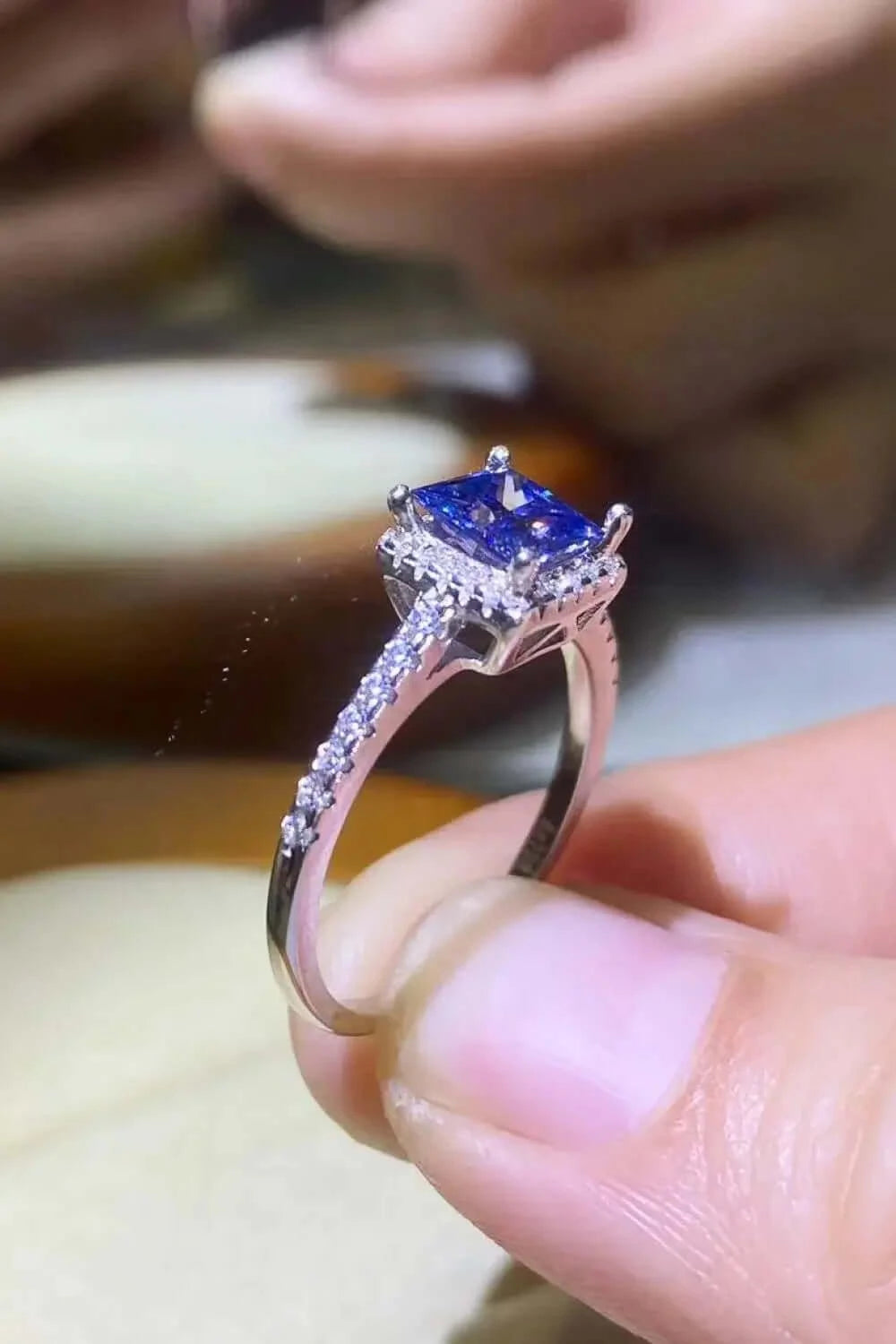 1 Carat Moissanite 925 Sterling Silver Square Ring -  Razmas Shop