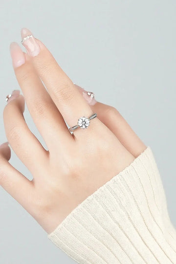 1 Carat Moissanite Adjustable 6-Prong Ring