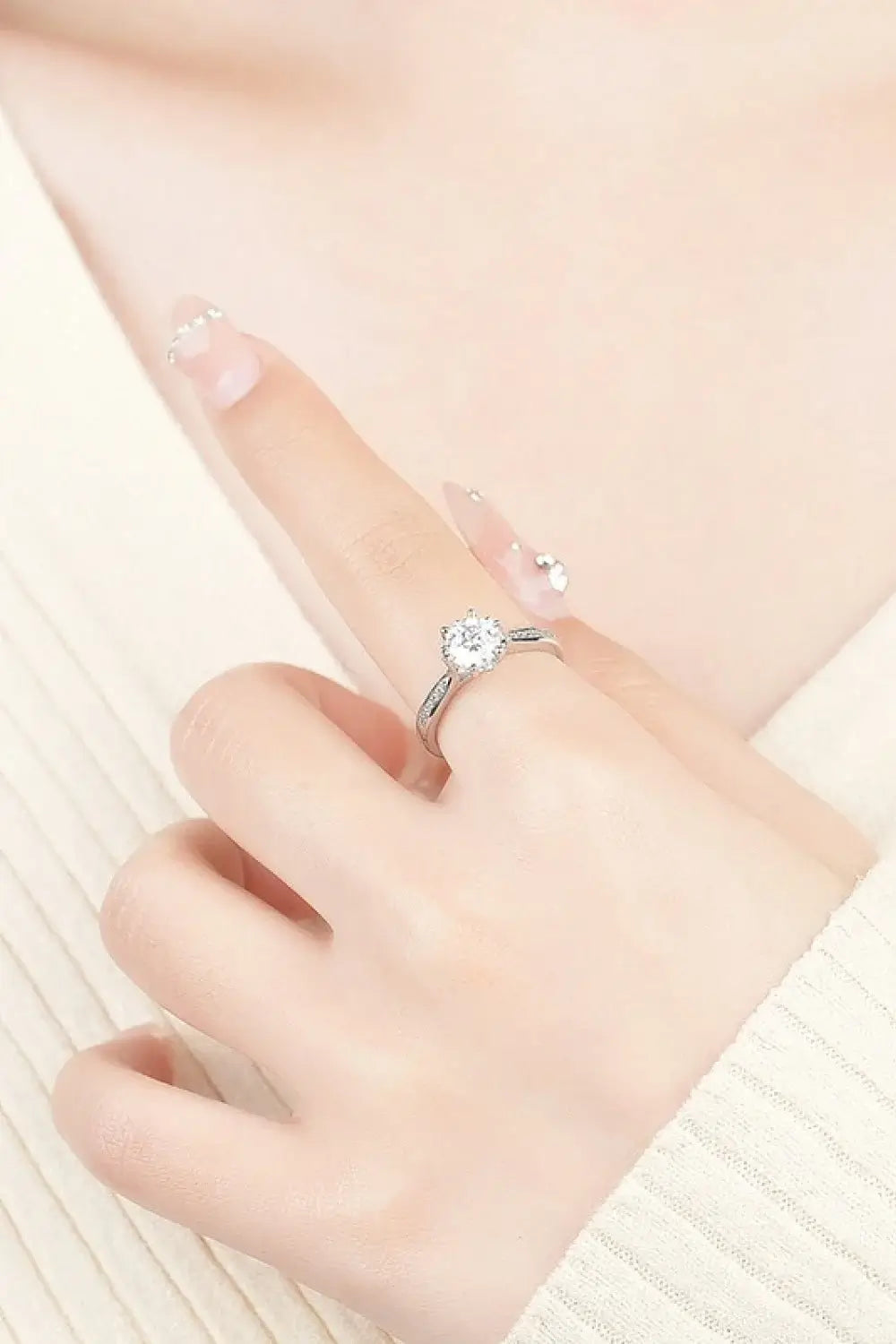 1 Carat Moissanite Adjustable 6-Prong Ring - Razmas Shop