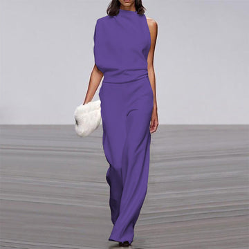 Solid One Shoulder Jumpsuit