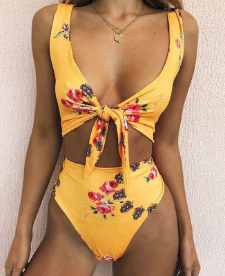 Bikini Cherry Print Swimsuit Lace