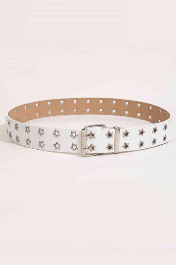 Double Row Star Grommet PU Leather Belt