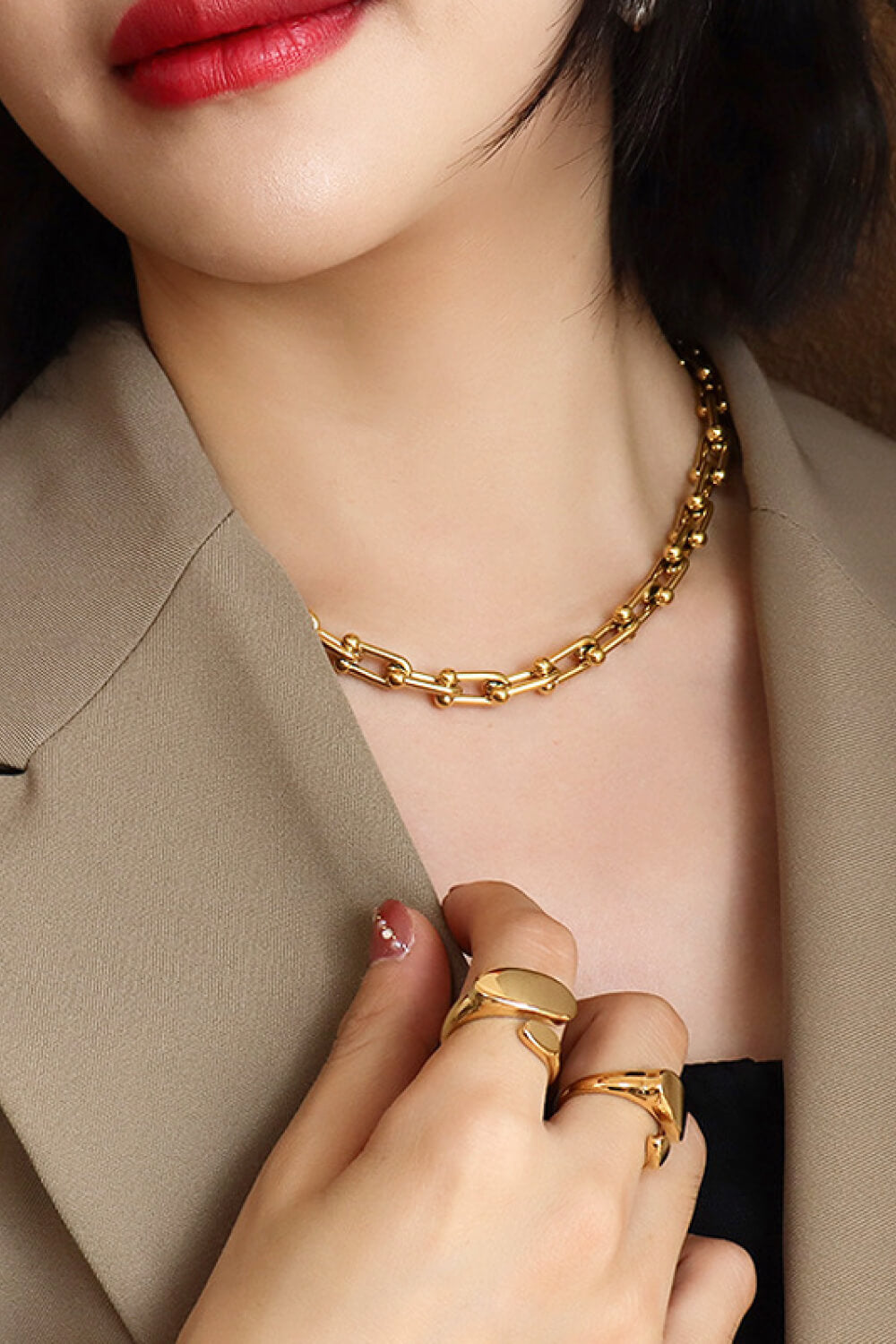 18K Stainless Steel U-Shape Chain Necklace - razmas Shop