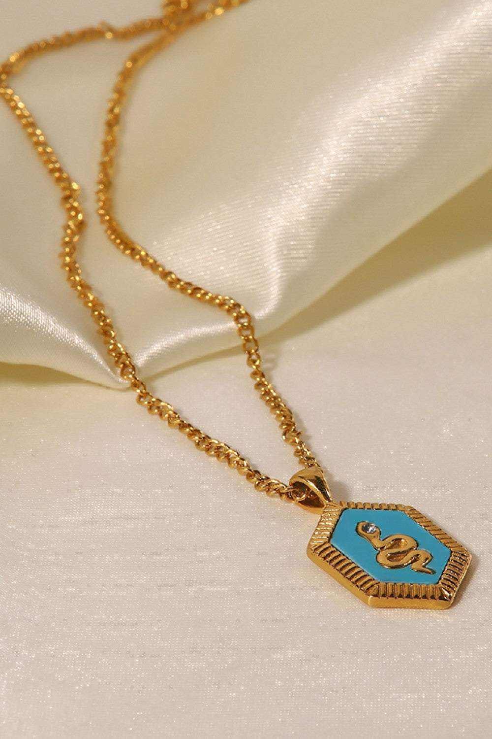 18K Gold Plated Snake Geometric Pendant Necklace - razmas Shop
