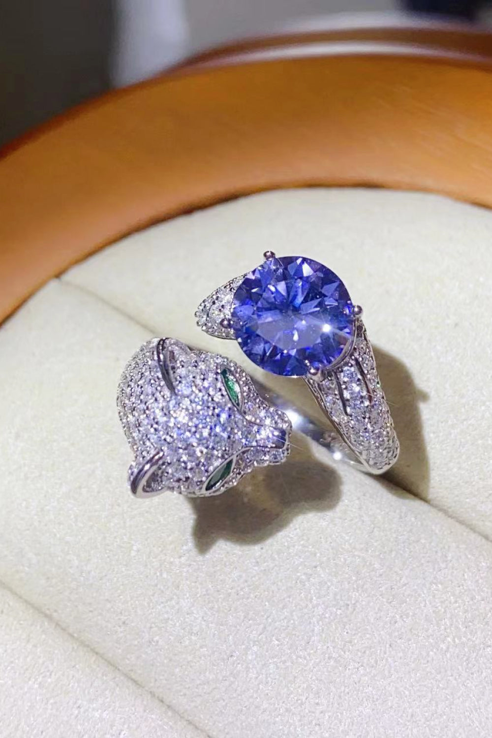 2 Carat Moissanite Adjustable Animal Bypass Ring - razmas Shop