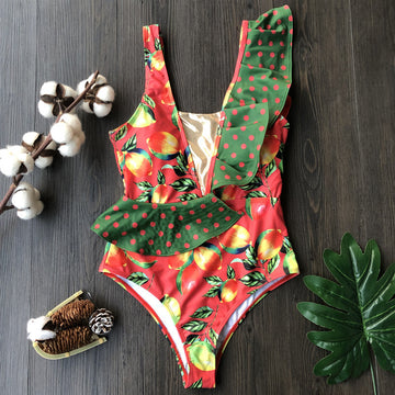 One-piece bikini ruffle swimsuit