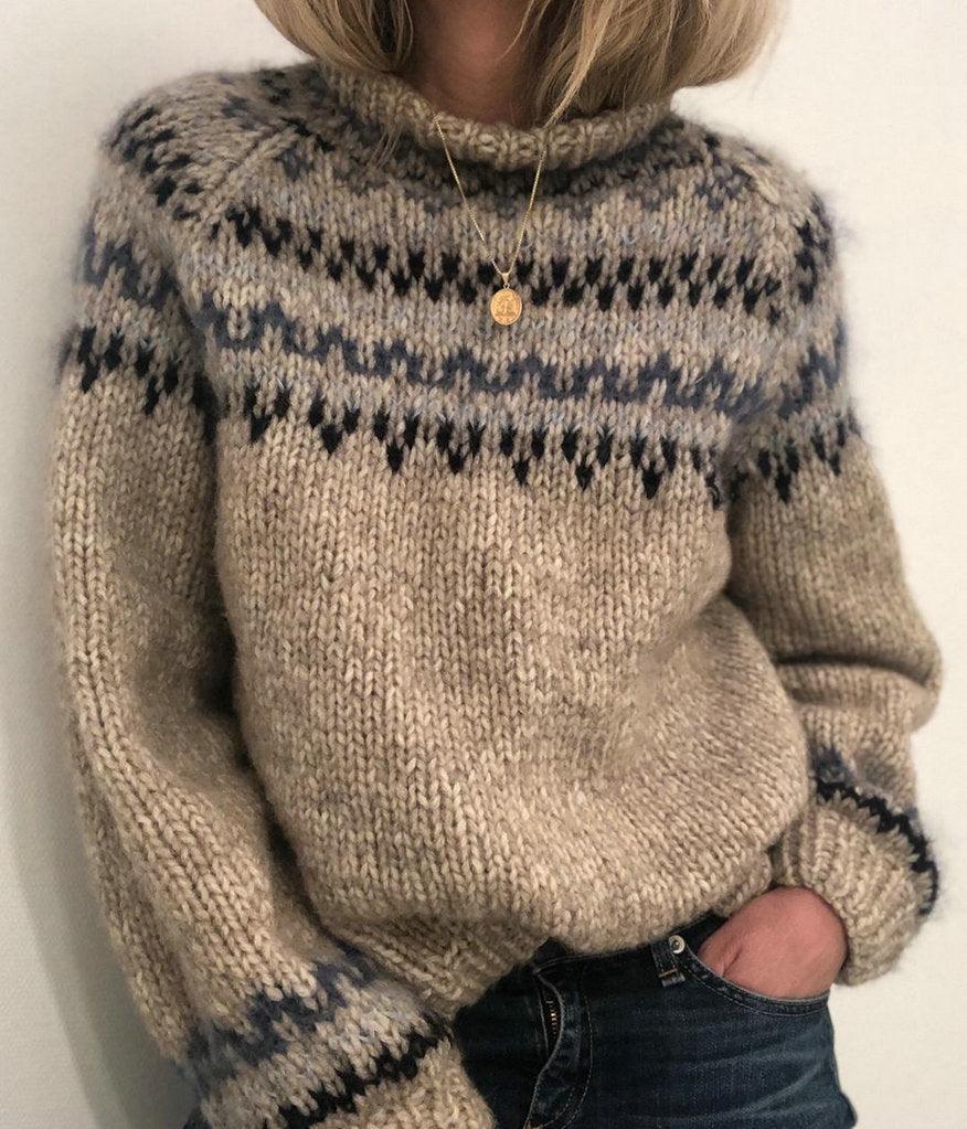 Printed neutral sweater - Razmas