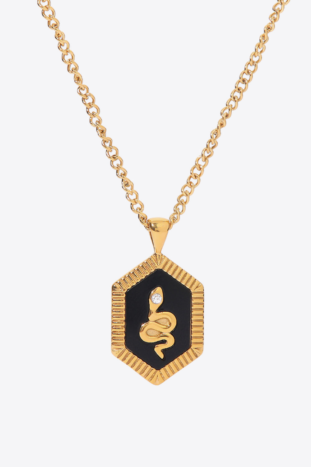 18K Gold Plated Snake Geometric Pendant Necklace - razmas Shop