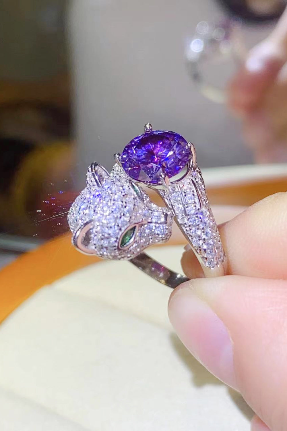 2 Carat Moissanite Adjustable Animal Bypass Ring - razmas Shop