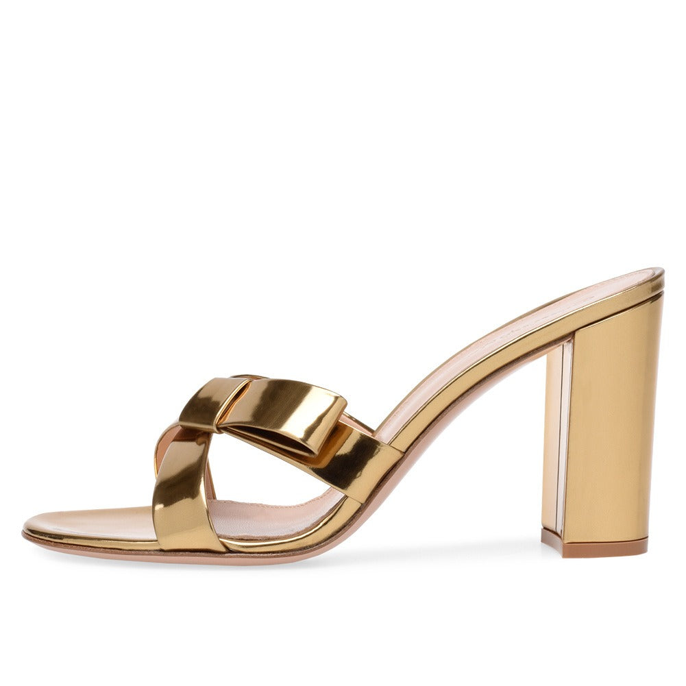 European and American Womens Gold Thick High Heels Sandals, Slippers, Muller Shoes, Chengdu Fashion Womens Shoes