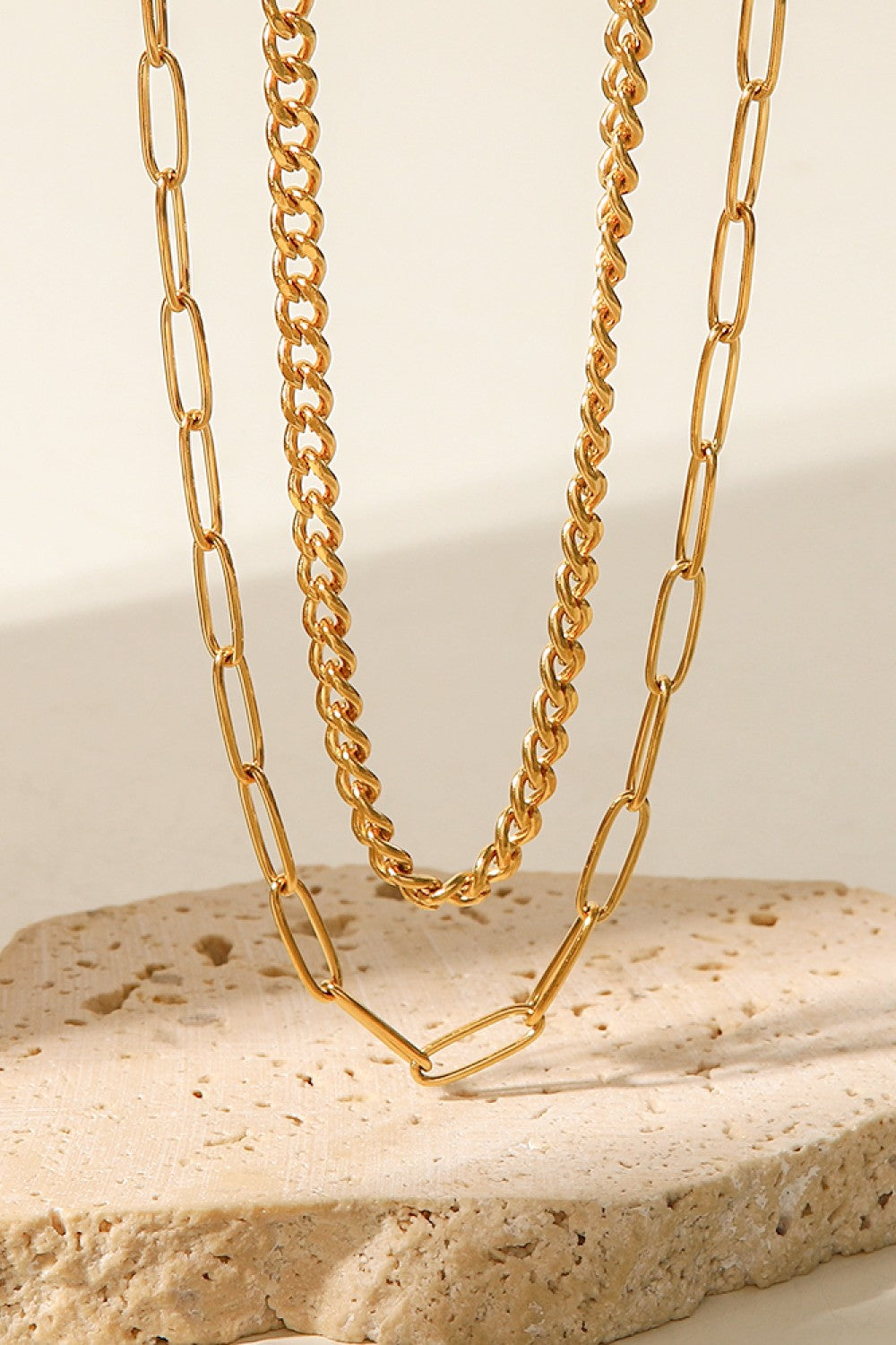 18K Gold Plated Layered Chain Necklace - razmas Shop