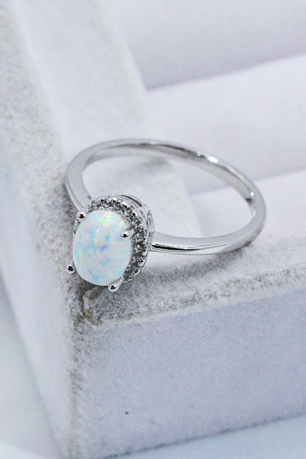 925 Sterling Silver 4-Prong Opal Ring - razmas Shop