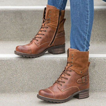 Round head cross ankle boot