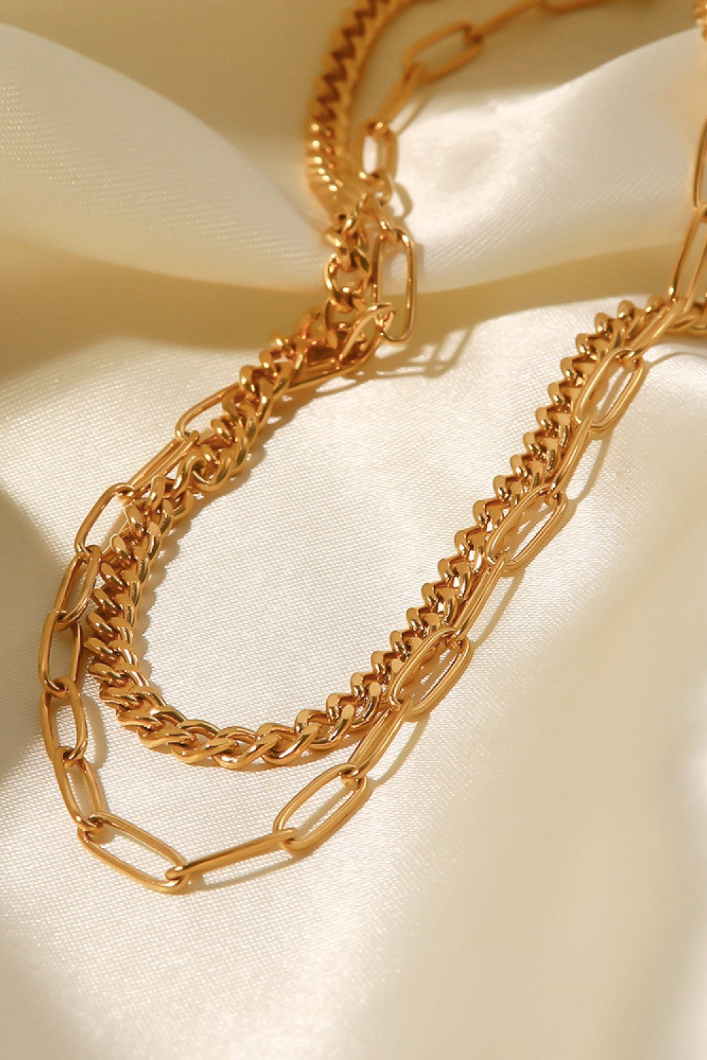 18K Gold Plated Layered Chain Necklace - razmas Shop
