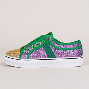 New Large Size Canvas Shoes Flat With Low-Top Shallow Mouth Colorful Casual Single Shoes Round Head Sequin Shoes