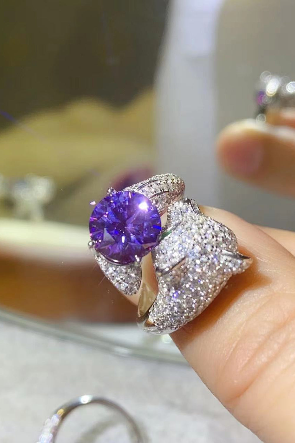 2 Carat Moissanite Adjustable Animal Bypass Ring - razmas Shop