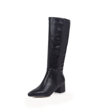 Serpentine pointed thick heel