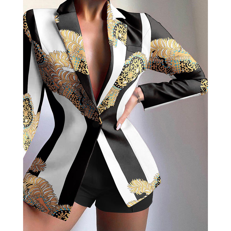 Women's Multicolor Lapel Blazer