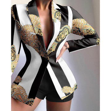 Women's Multicolor Lapel Blazer
