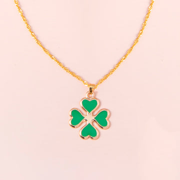 Enamel Green Heart Clover