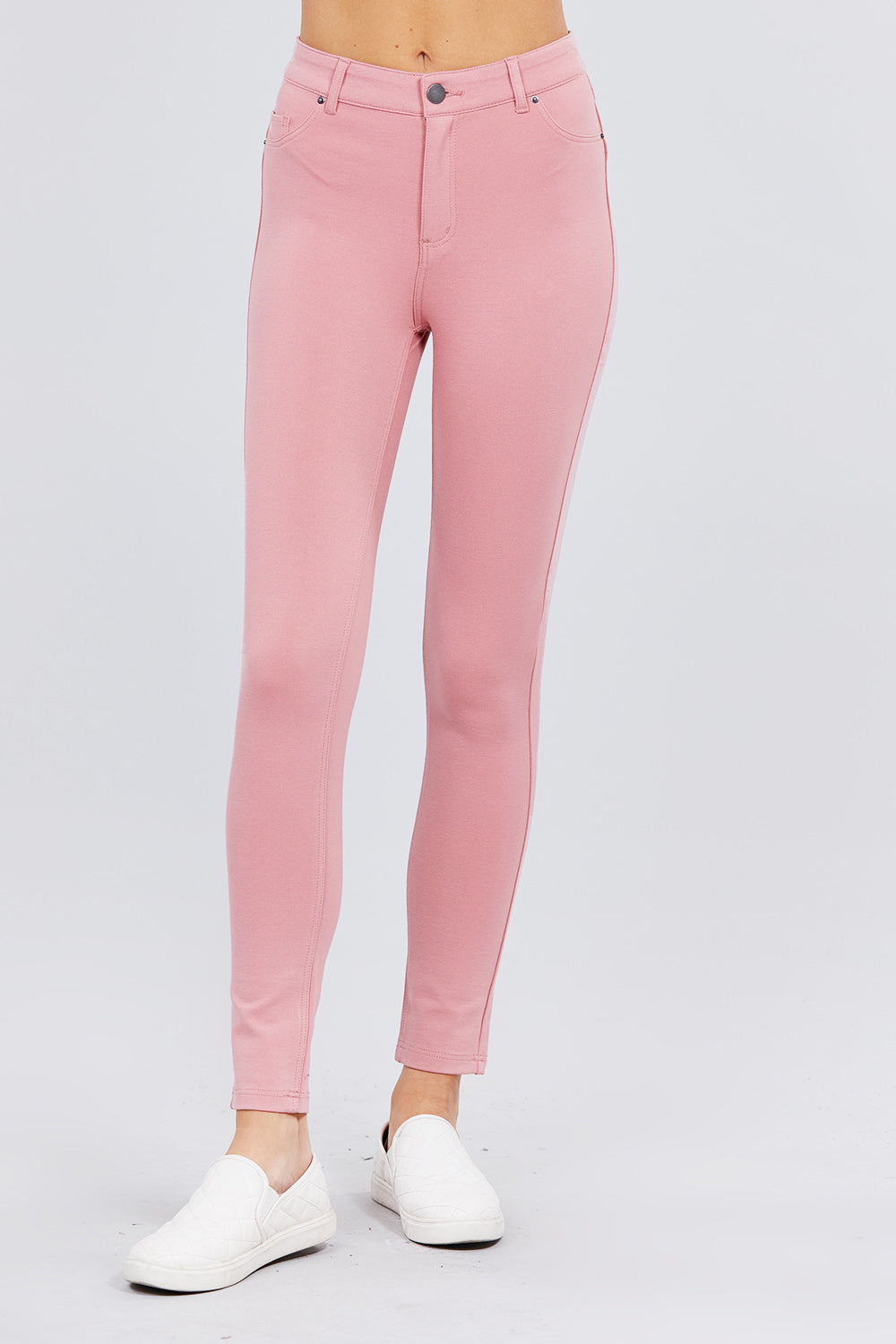 5-pockets Shape Skinny Ponte Mid-rise Pants - razmas Shop
