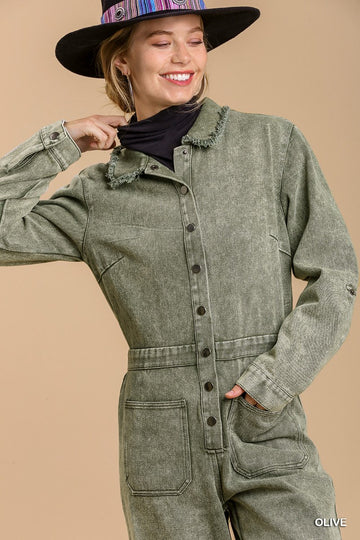 Side pockets wide leg jumpsuit