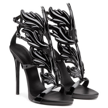 Leather Sandals Women Gold Leaf Flame Gladiator Sandal Shoes Party Dress Shoe Woman Patent High Heel Sandals