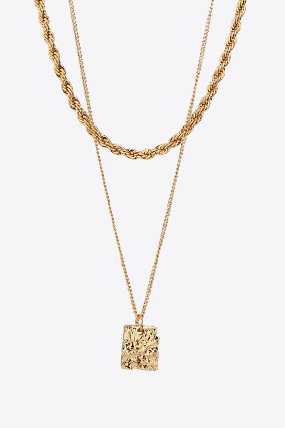18K Gold Plated Double-Layered Twisted Pendant Necklace - razmas Shop