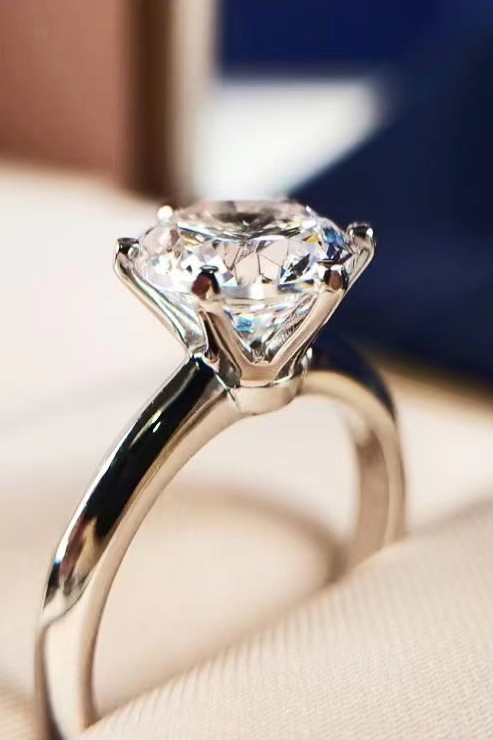 925 Sterling Silver 3 Carat Moissanite 6-Prong Ring - razmas Shop