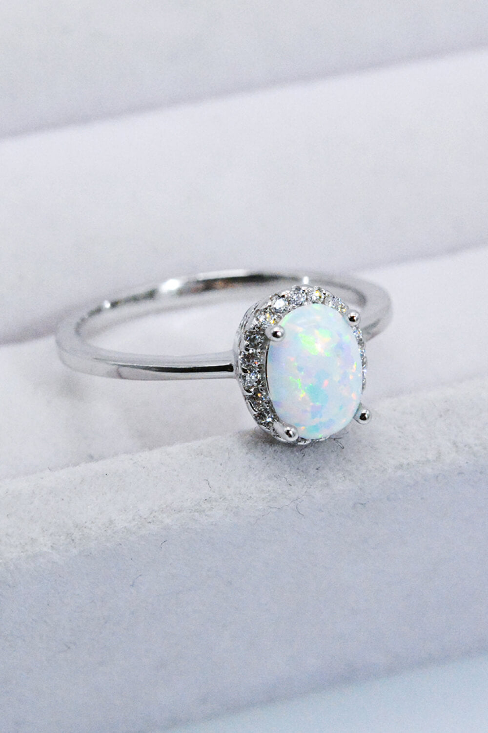 925 Sterling Silver 4-Prong Opal Ring - razmas Shop