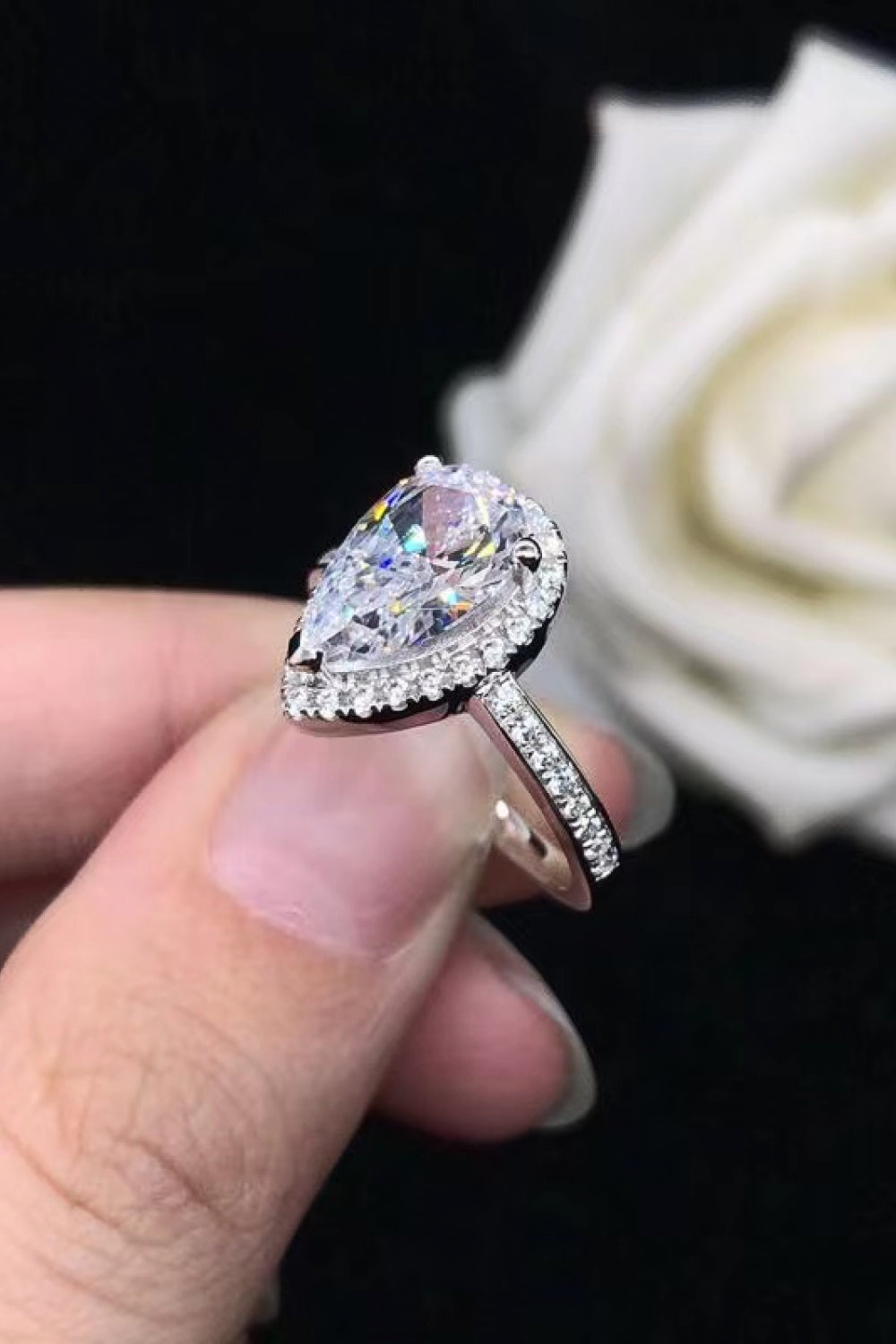 2 Carat Moissanite Teardrop Cluster Ring - razmas Shop