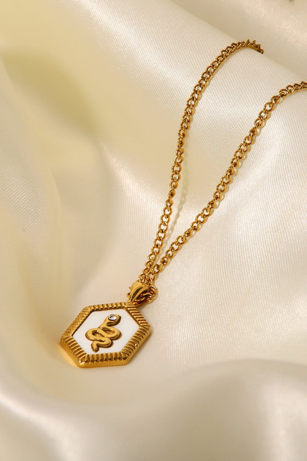 18K Gold Plated Snake Geometric Pendant Necklace - razmas Shop