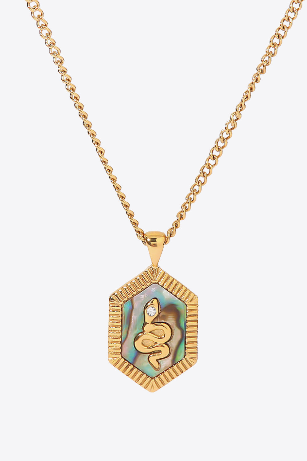 18K Gold Plated Snake Geometric Pendant Necklace - razmas Shop
