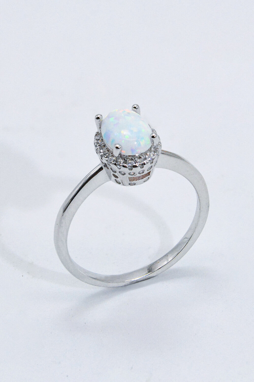 925 Sterling Silver 4-Prong Opal Ring - razmas Shop