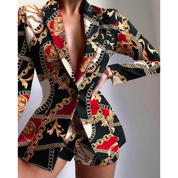 Women's Multicolor Lapel Blazer