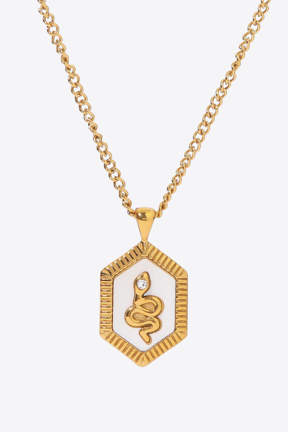 18K Gold Plated Snake Geometric Pendant Necklace - razmas Shop