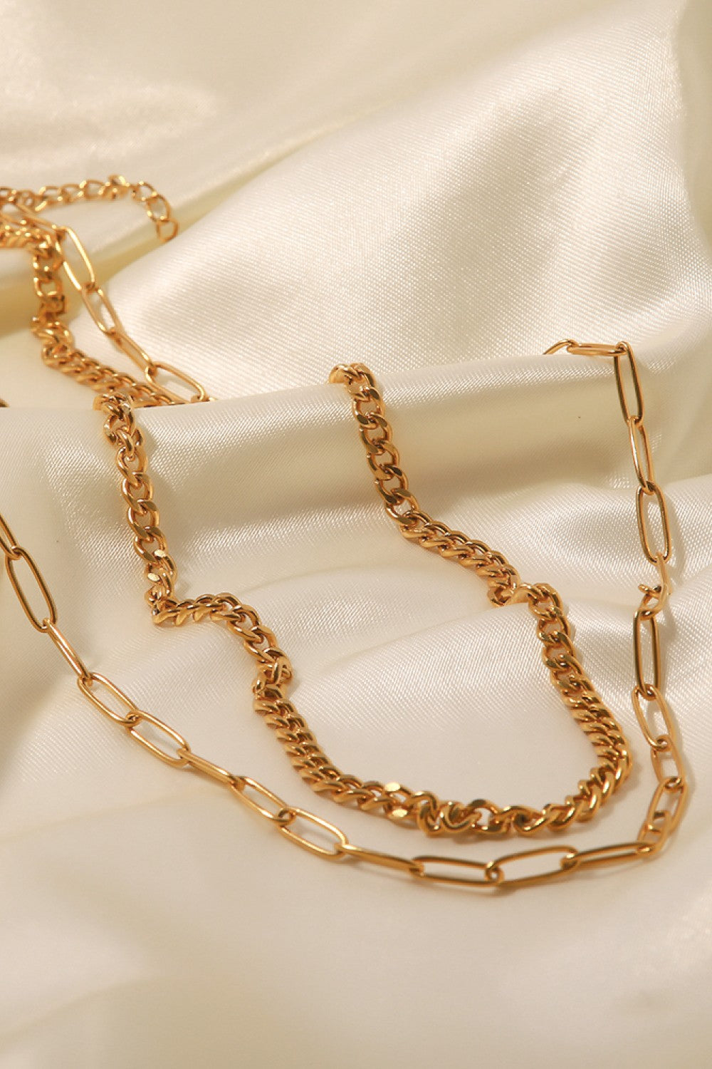 18K Gold Plated Layered Chain Necklace - razmas Shop