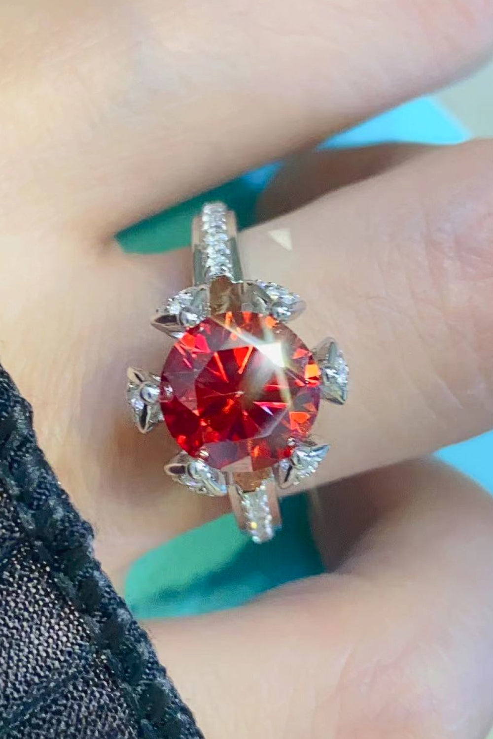 2 Carat Moissanite 6-Prong Ring in Phoenix Fire - razmas Shop