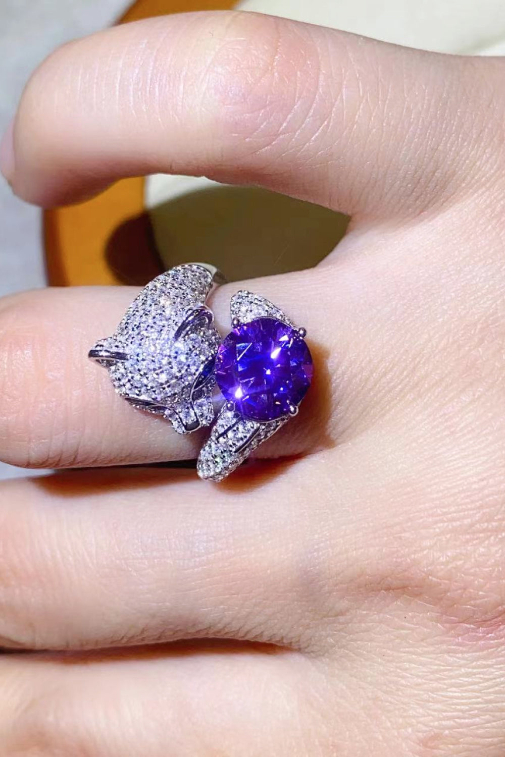 2 Carat Moissanite Adjustable Animal Bypass Ring - razmas Shop